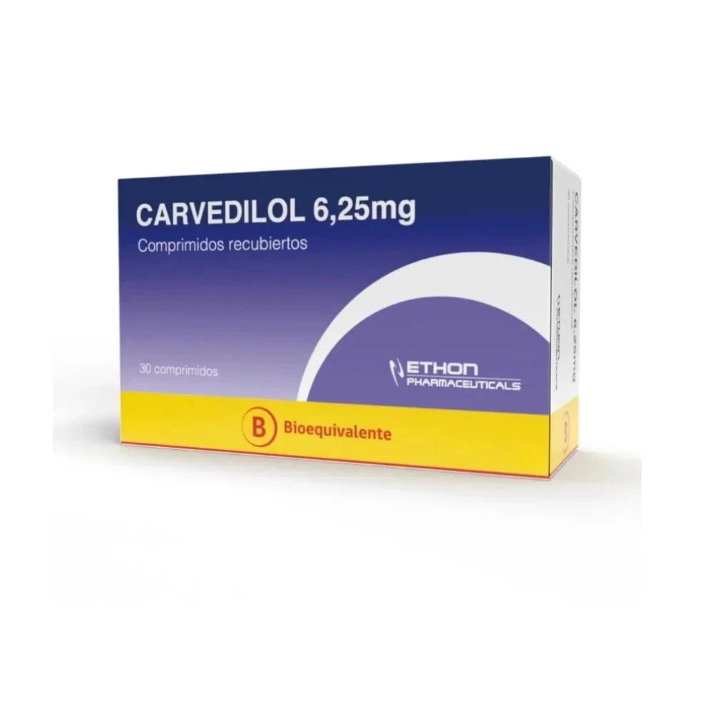 Carvedilol 6,25 mg x 30 comprimidos Farmex-Pluxee-Persistente